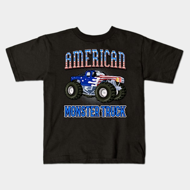 American Monster Truck Kids T-Shirt by Foxxy Merch